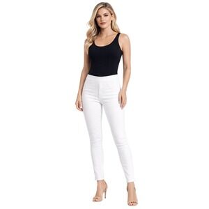 Spanx White Pull On Ankle Skinny Jeans Womens S High Rise Stretch Denim 20018R